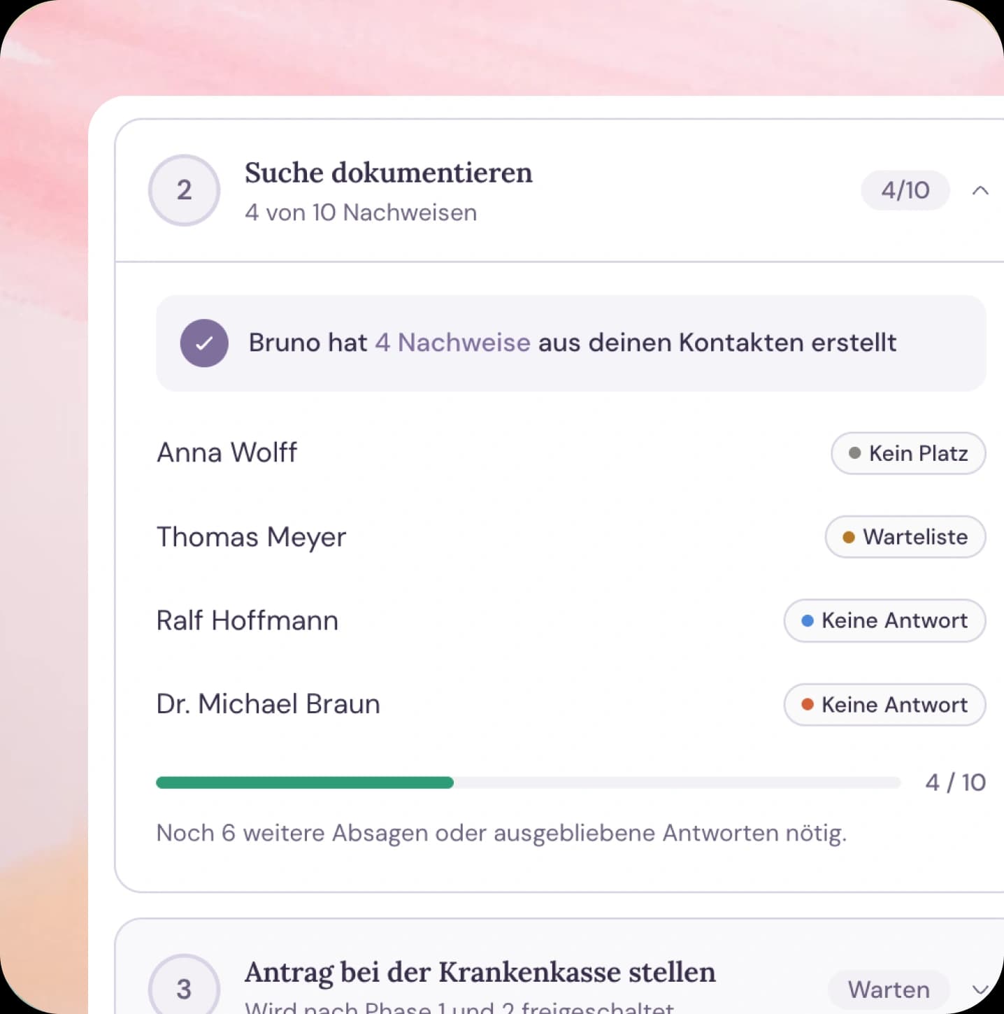 Antrag auf Kostenerstattung aus der dokumentierten Suche